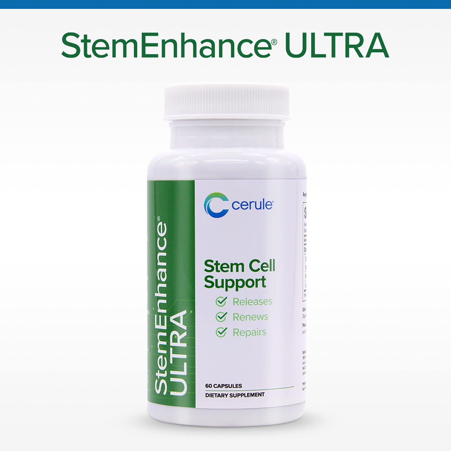 Cerule StemEnhance Ultra Natural Stem Cell Support Supplement – Freshwater Microalgae and Marine Macroalgae Extracts for Cellular Renewal, Immune Function, Energy, and Tissue Recovery – 60 Capsules CeruleBuy Supplements Australia