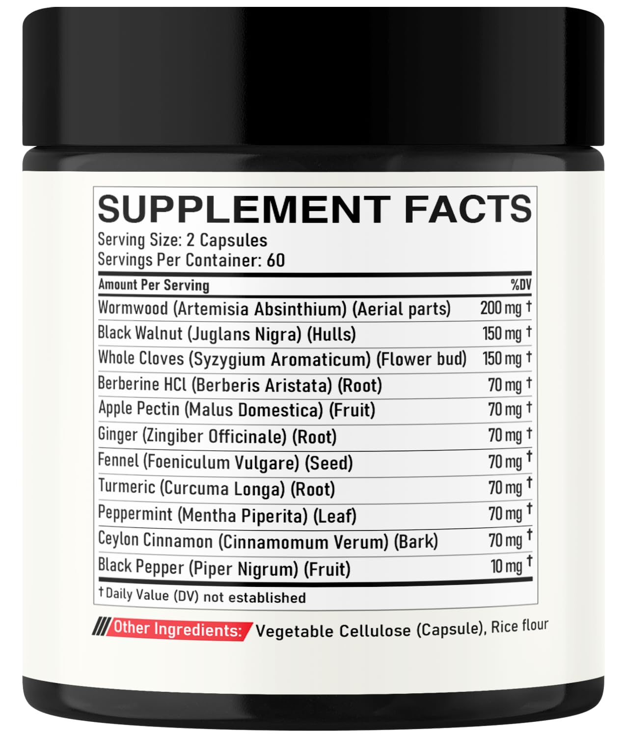 DEDICAD Wormwood Supplement - 120 Capsules Extracted from Black Walnut, Cloves, Turmeric, Apple, Berberine HCl & More - 11 Ingredients Combined for Immune System - 2-Month Supply DEDICAD buy supplements Au