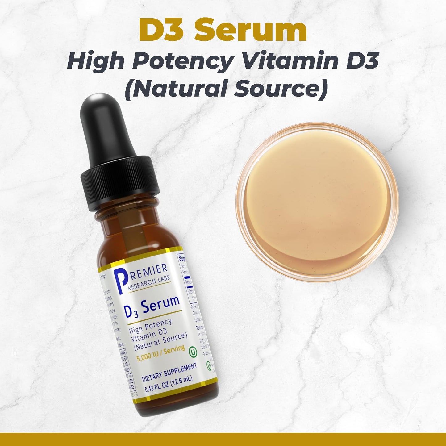 Premier Research Labs Vitamin D3 Serum - Liquid Vitamin D Oil Drops for Adults, Liquid Vitamin D3 5000 IU, Sublingual Vit D3 Liquid - 0.43 fl oz Premier Research LabsBuy Supplements Australia