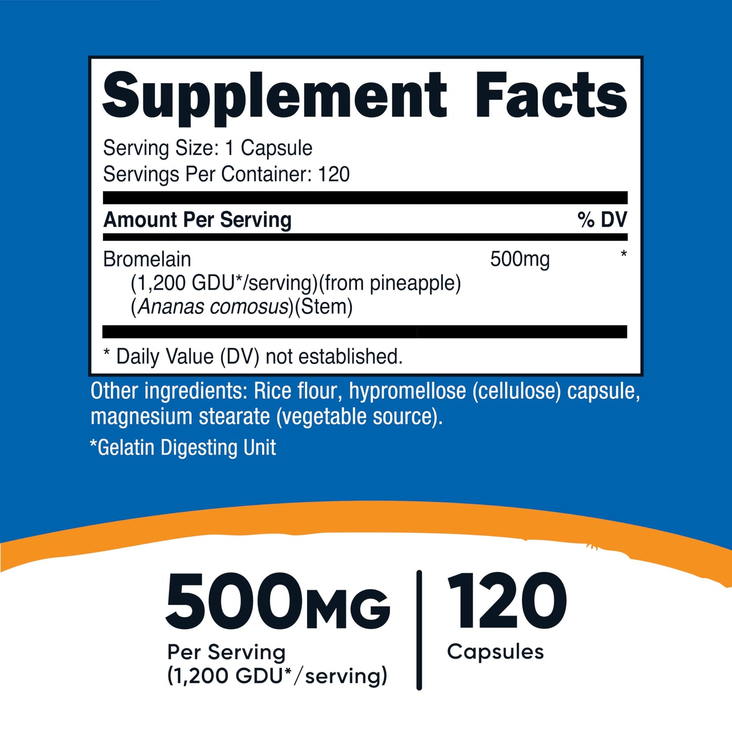 Nutricost Bromelain 500mg, 120 Vegetarian Capsules - Bromelain (1200 GDU), Non-GMO, Gluten Free