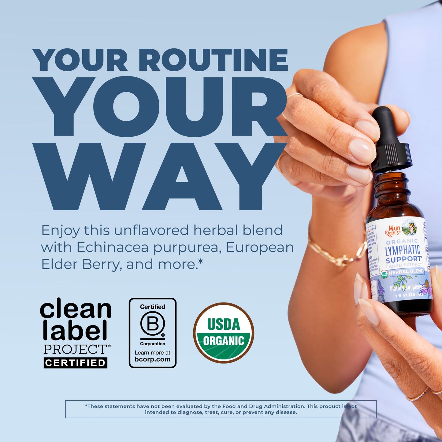 MARYRUTH'S Lymphatic Support Liquid Drops USDA Organic | Herbal Blend with Echinacea & Elderberry | Blue Vervain
