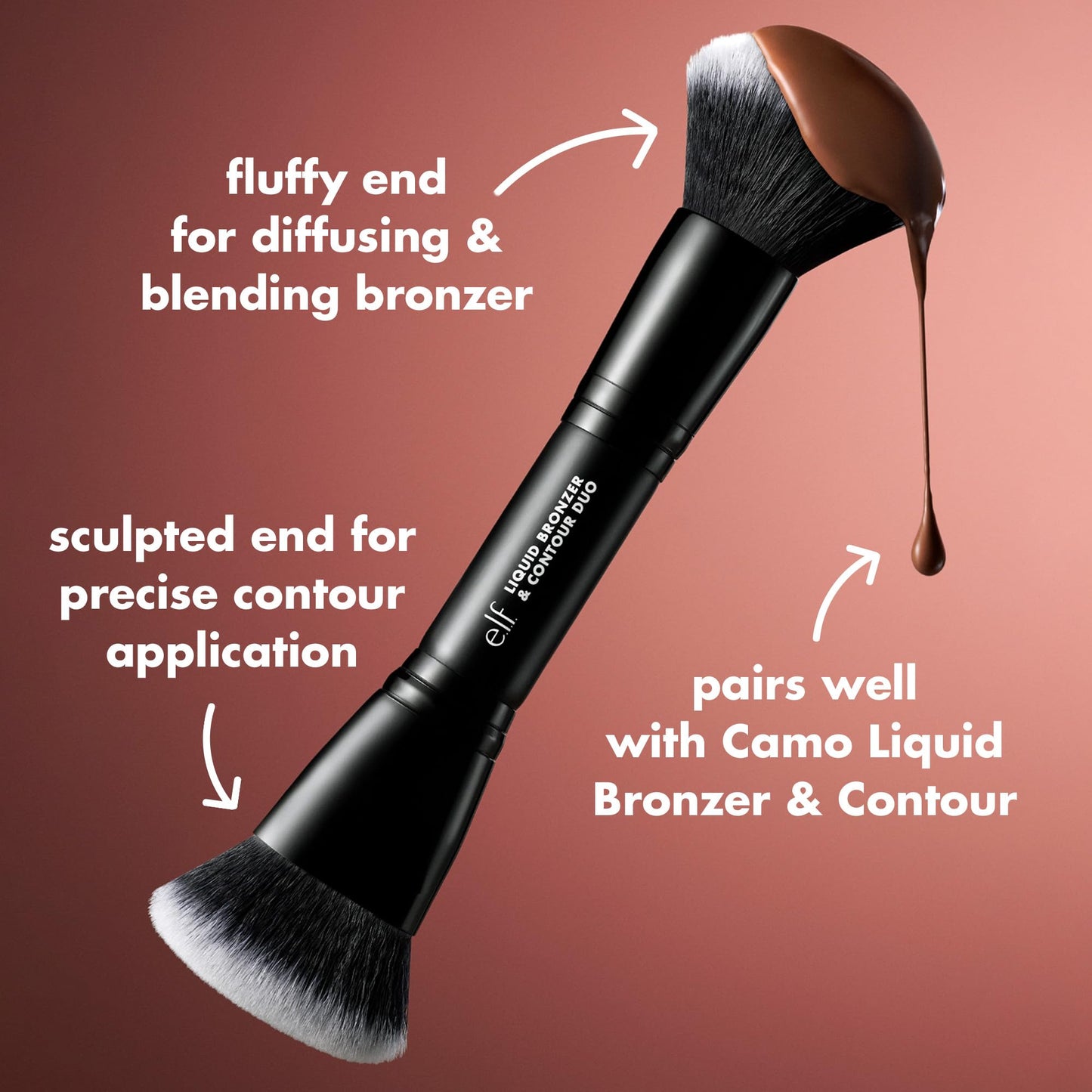 e.l.f. Liquid Bronzer & Contour Duo Brush, Silky Highly Pigmented Formula with Dual-ended Makeup Brush, Synthetic Bristles, 100% Vegan and Cruelty-Free e.l.f.Buy Supplements Australia