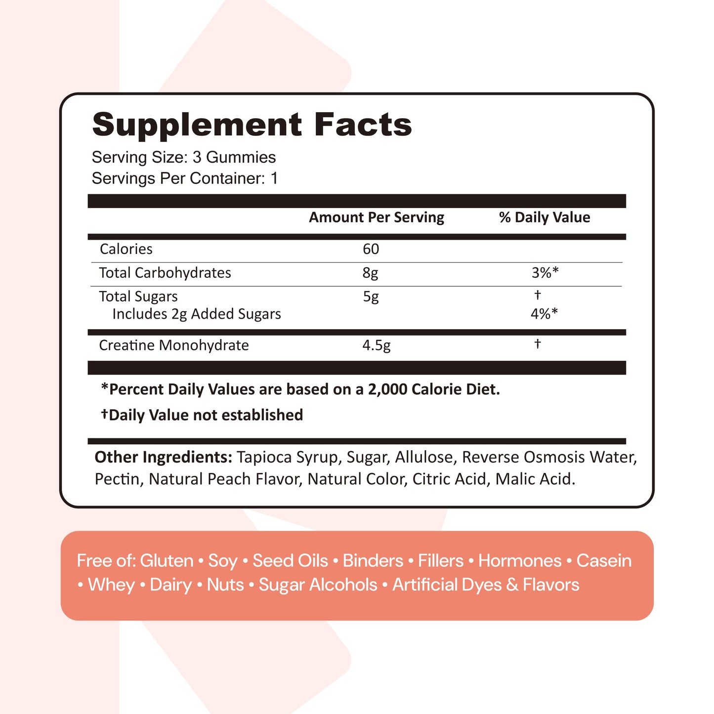 Create Creatine Monohydrate Gummies for Men & Women, Boost Focus, Strength, and Endurance, Anti-Melting Formula, Vegan, Gluten-Free, Non-GMO, 1.5g of Creatine per Gummy (Sour Peach) Create buy supplements Au