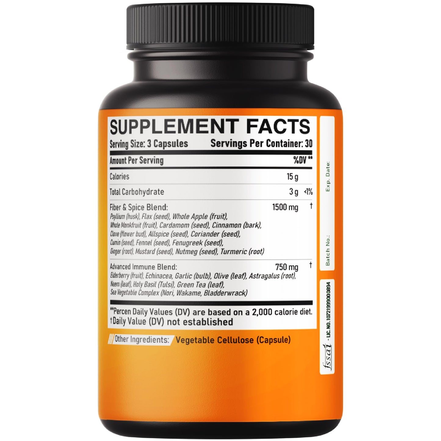 DEDICAD 27in1 Fiber and Spice Supplement - Combined with Organic Psyllium, Whole Apple, Elderberry & More - Support Mood, Body & Immunity - 90 Capsules for 1 Month DEDICAD buy supplements Au