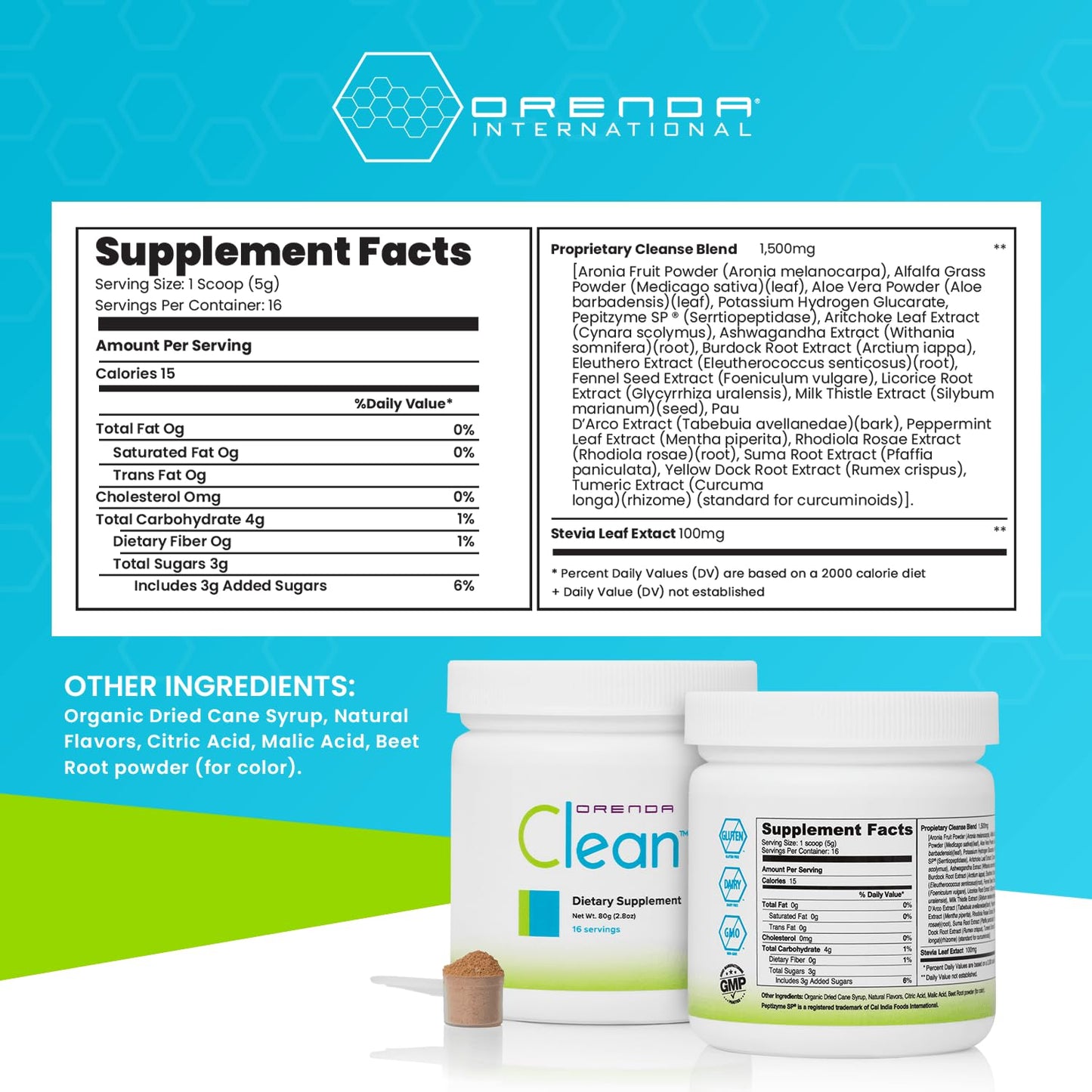 Orenda Clean - Peptizyme-SP EN, Aronia Berry, Aloe Vera and More for Digestive Support - Nutrient-Rich Supplement for Wellness - 80g, 16 Servings Orenda International buy supplements Au