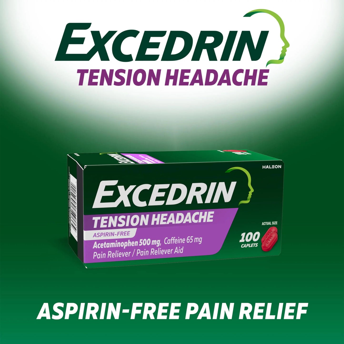 Excedrin Tension Headache Relief Caplets, Acetaminophen 500mg, Caffeine 65mg, Pain Reliever, Aspirin-Free, 100 Count ExcedrinBuy Supplements Australia