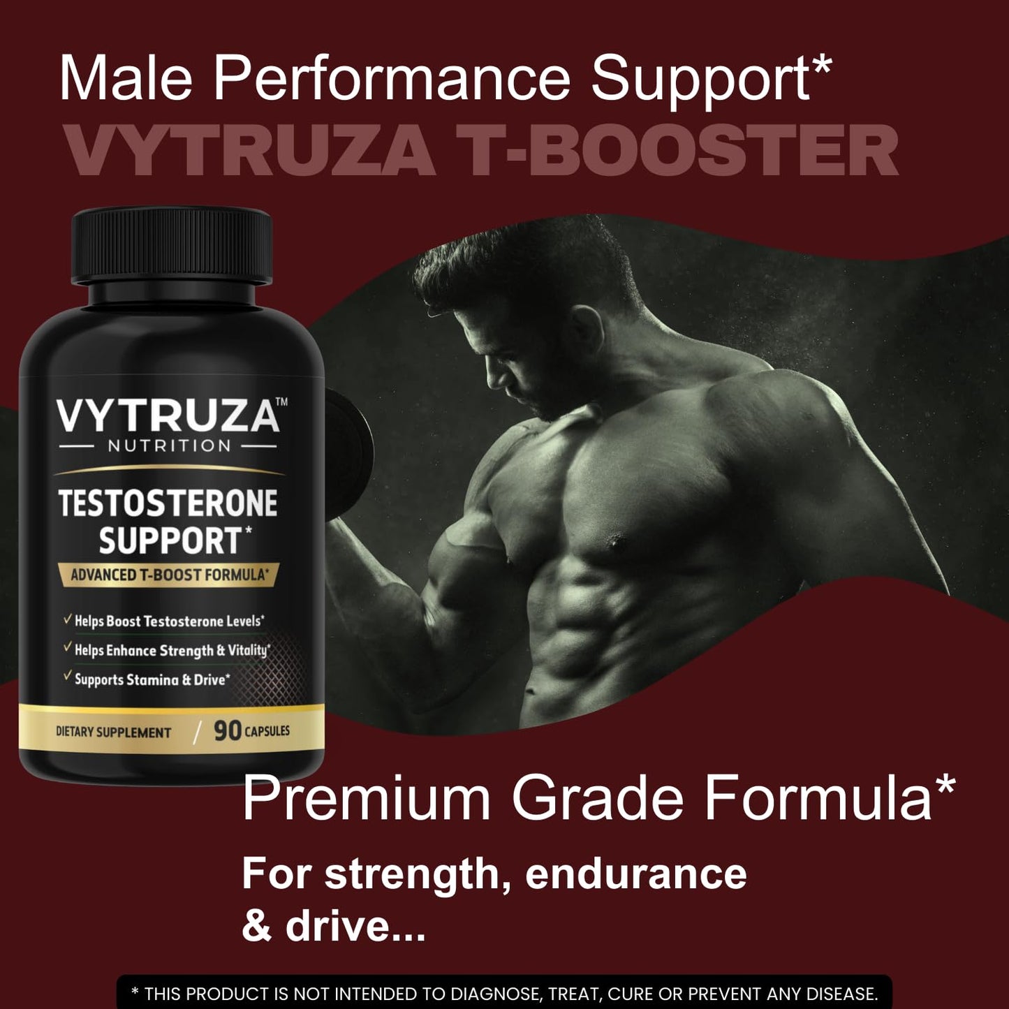 VYTRUZA Nutrition Advanced T-Boost Formula Test Support Capsules, Premium Ingredients, Energy, Strength Support Supplement for Men, 90 Capsules VYTRUZA buy supplements Au