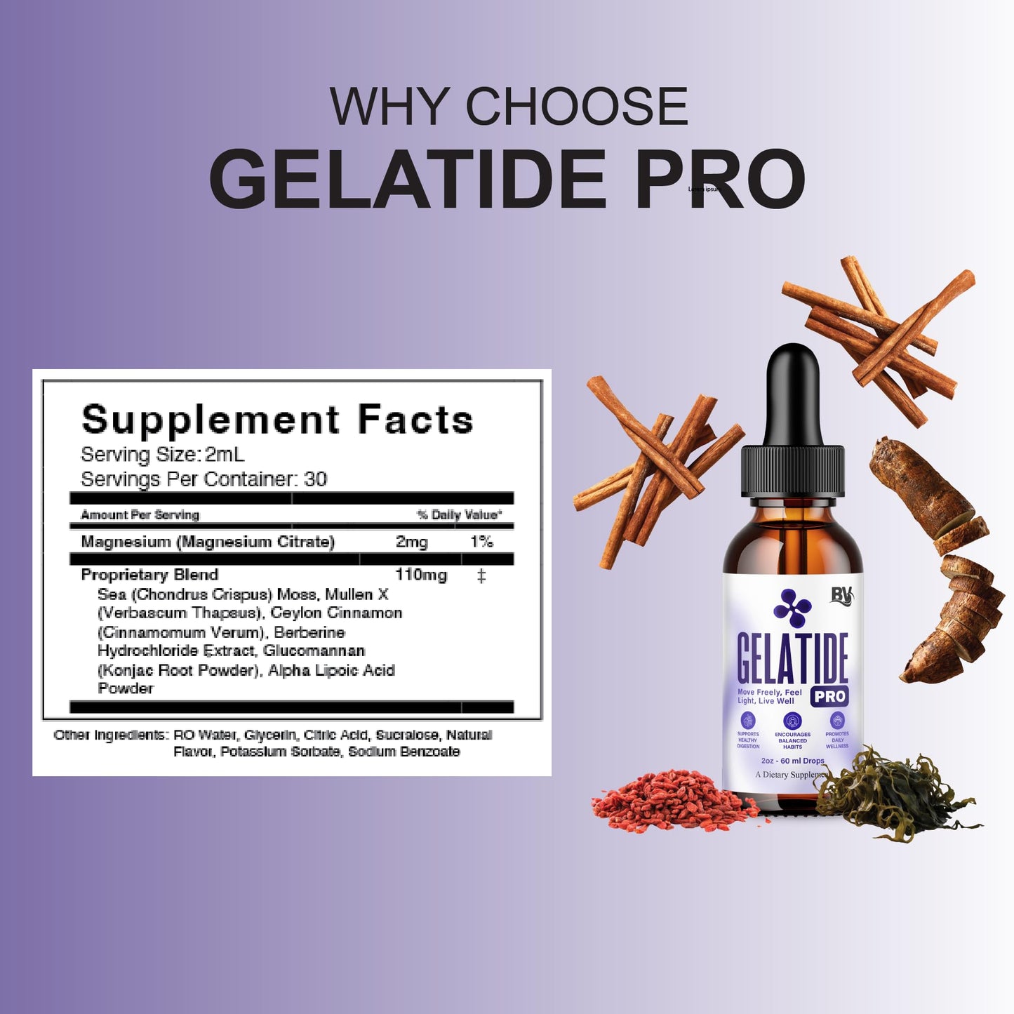 BLUE VIBE Gelatide Liquid Drops, Gela Tide Advanced Maximum Strength Overall Health & Wellness Support Supplement, Gelatide Premium Daily Health and Overall Energy Formula (2oz / 60ml) BLUE VIBEBuy Supplements Australia