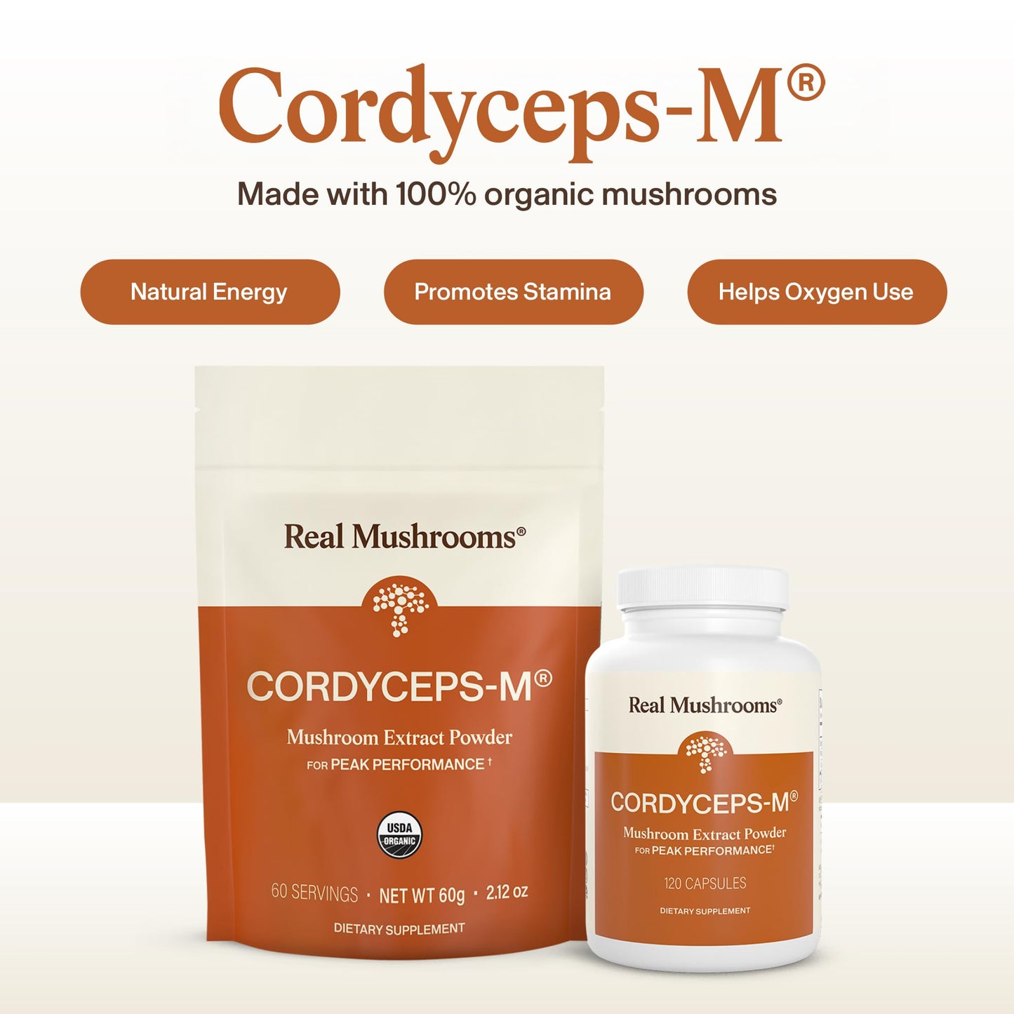 Real Mushrooms Supplement Capsules - Cordyceps Mushroom Powder Rich in Beta Glucans - Mushroom Pills Cordyceps for Energy and Performance - Vegan, Non-GMO, No Grain Fillers, 120 ct Real MushroomsBuy Supplements Australia