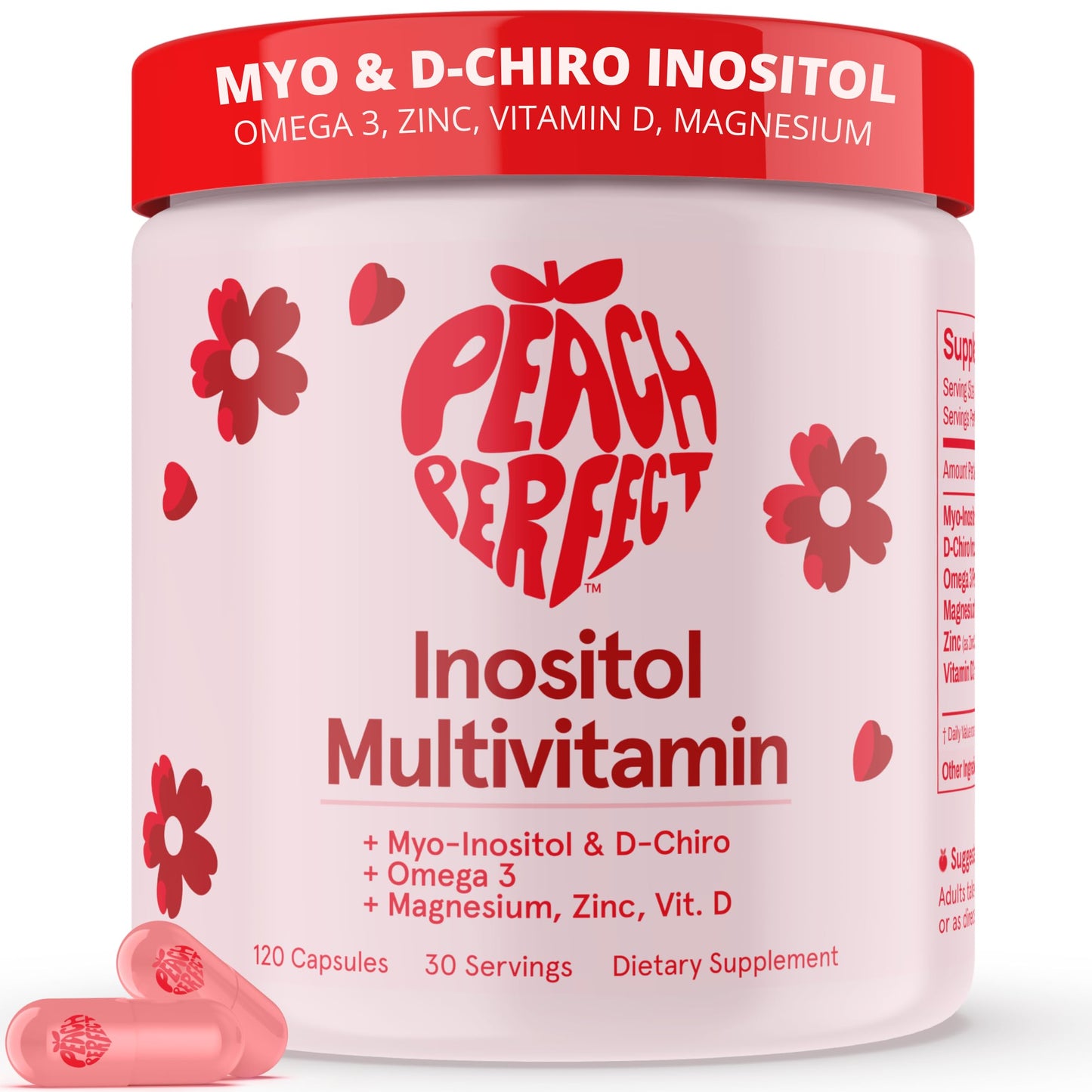 Peach Perfect Inositol Multivitamin – Myo-Inositol & D-Chiro 40:1 Blend, Omega-3, Vitamin D3, Magnesium, Zinc – Supports Women’s Health, Mood, Energy, Supplement – 30 SVG Peach Perfect buy supplements Au
