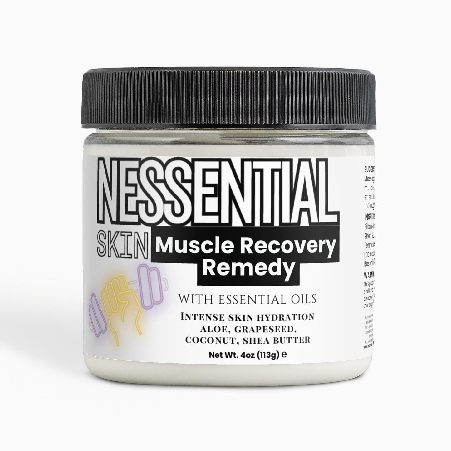 Nessential Skin Muscle Recovery Remedy with Essential Oils, Intense Hydration Cream, Natural Ingredients, Aloe, Grapeseed, Coconut, Shea Butter, 4 oz Nessential SkinBuy Supplements Australia