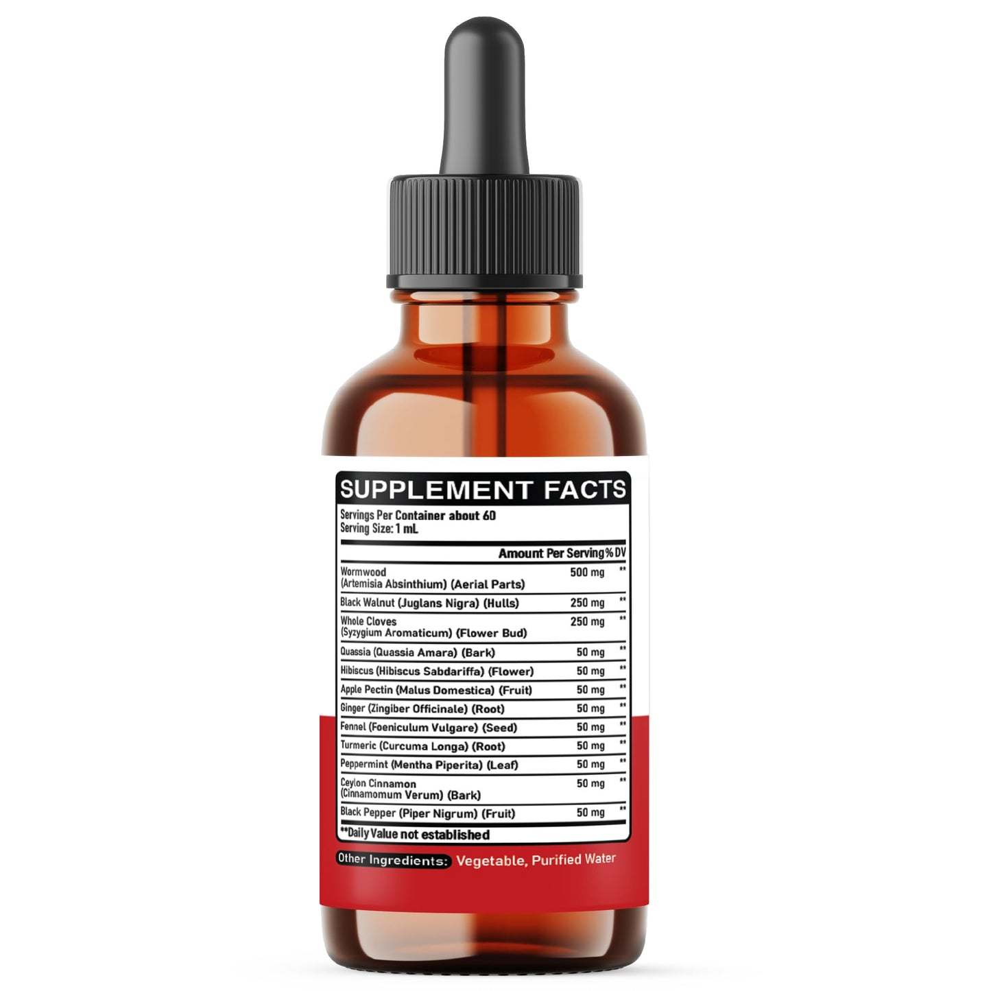 DEDICAD 12in1 Wormwood Liquid Drops Added Black Walnut, Whole Cloves and 9 More Herbs - 2 Fl Oz - 60 Days Supply - Mint Flavor DEDICAD buy supplements Au