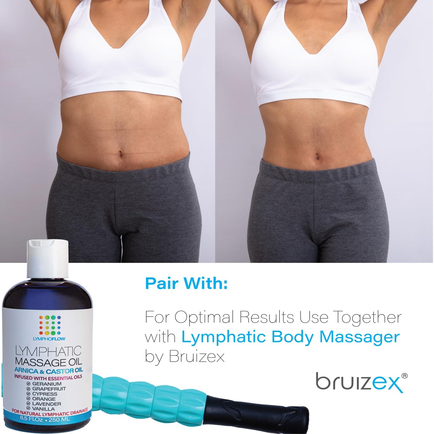 Bruizex Lymphatic Drainage Massage Oil with Arnica & Cold Pressed Castor Oil, Lightweight Non-Greasy Body Massage Oil for Daily Lymphatic Massage, Aftercare Routine, Lightweight Formula - 8.5 Oz Bruizex buy supplements Au