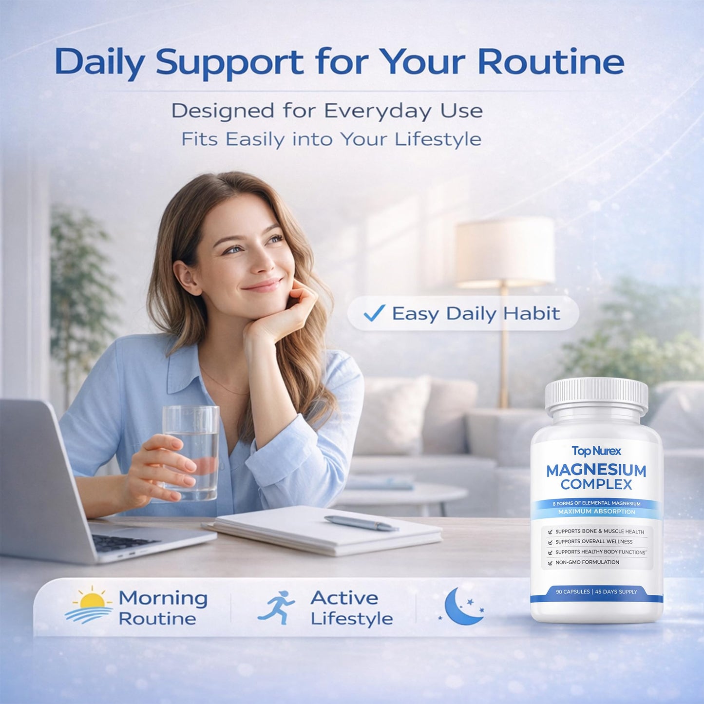 Top Nurex Magnesium Complex for Women & Men,1000mg High Absorption Blend, 8 Magnesium Forms Including Glycinate, Citrate & Malate, Daily Nutrient Support, Vegan Non-GMO, 90 Capsules (1 Pack) wuliao buy supplements Au