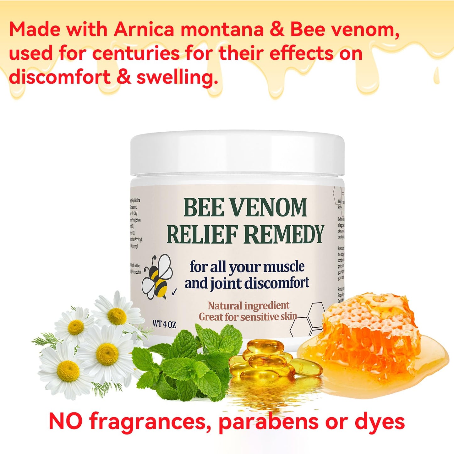 KOKOMAANE Bee Venom Muscle Bone Cream, Fast Acting, for Back, Neck, Hand, Foot, Knee, Muscle, Shoulder, Topical, Wrist, Elbow, Hip, Nerve, Plantar, Ankle, Foot discomfort, Vitamin B6 KOKOMAANEBuy Supplements Australia