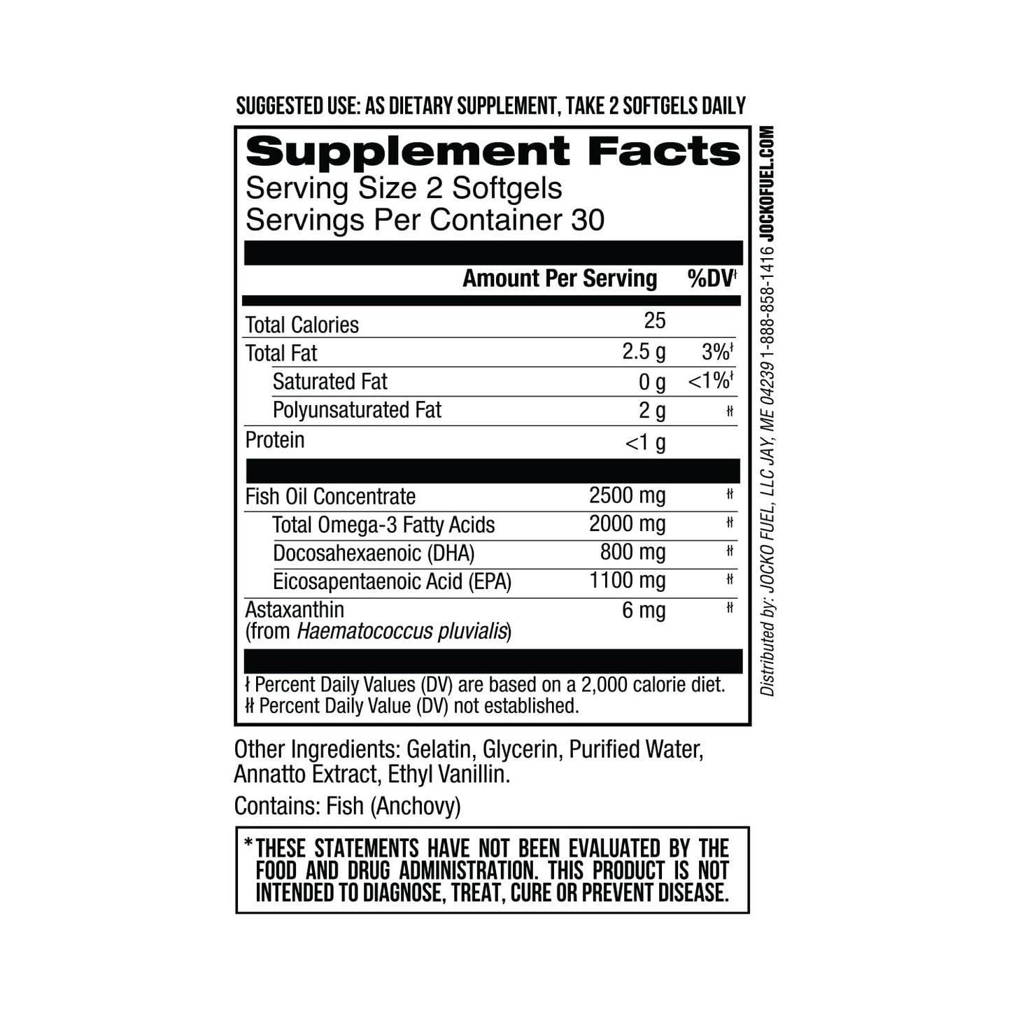 Jocko Fuel Omega 3 Fish Oil Supplement 2000mg - Burpless Fatty Acid Supplement, Wild Caught, Powerful Antioxidant with Astaxanthin (60 Capsules) Jocko FuelBuy Supplements Australia