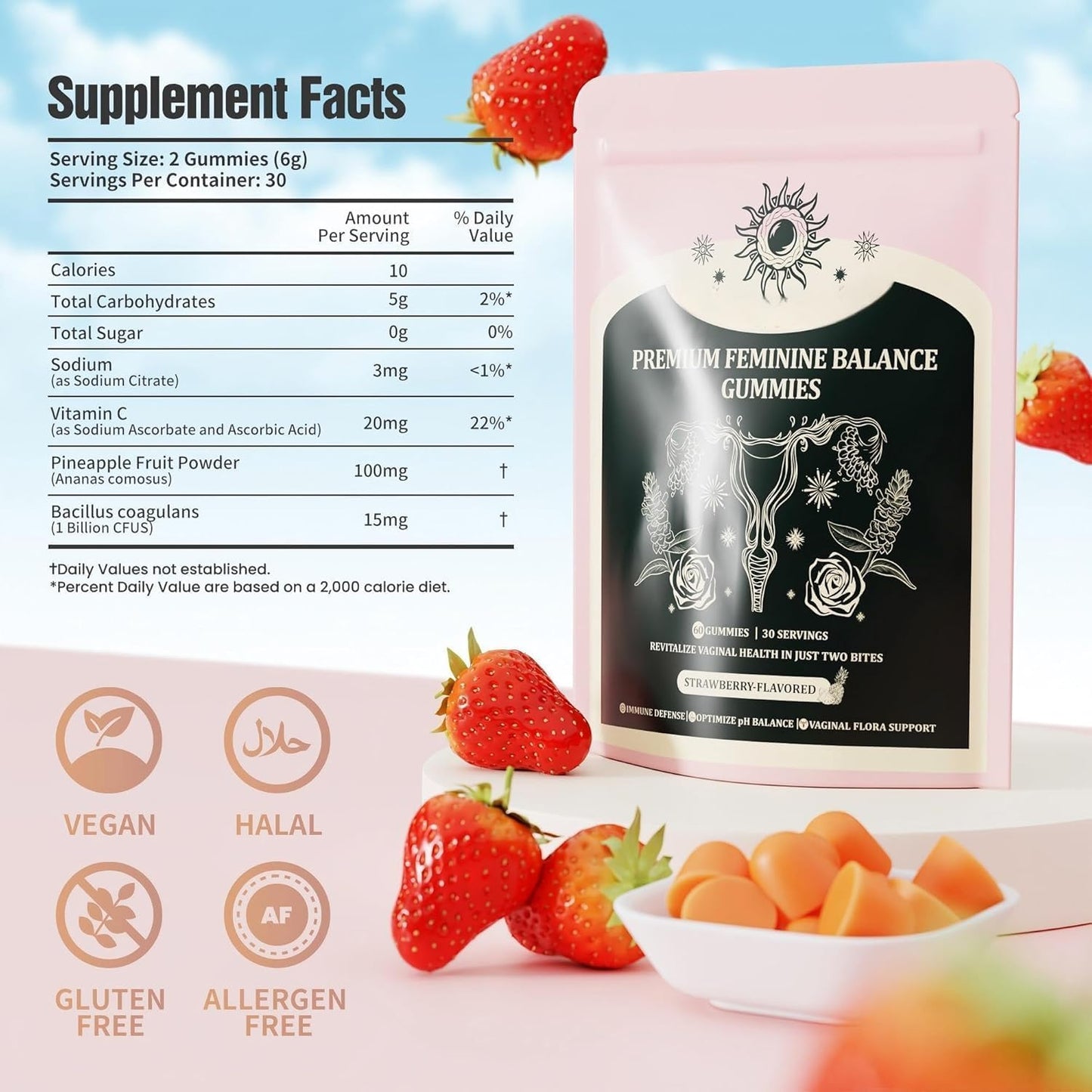 NIUSISE Feminine Balance Gummies, Premium Balance Supplement for Women PH Health, Immune Support, Vegan, Gluten-Free - Hawaiian Pineapple - 120 Gummies - 60 Servings 2 Pack. NIUSISEBuy Supplements Australia