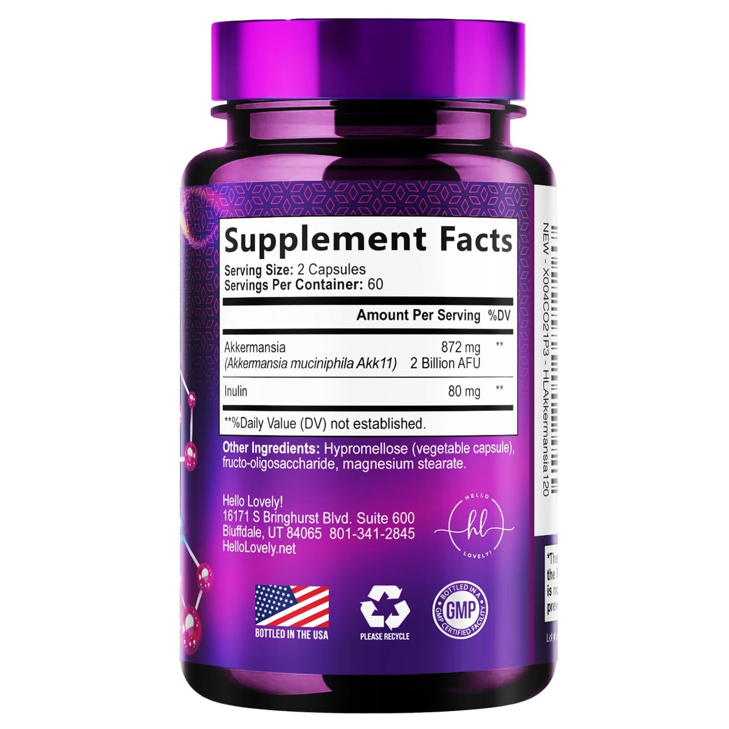 Akkermansia Probiotic - 2 Billion AFU per Serving - Best Strain Production Support with Prebiotic Fiber for Natural Digestive & Gut Health