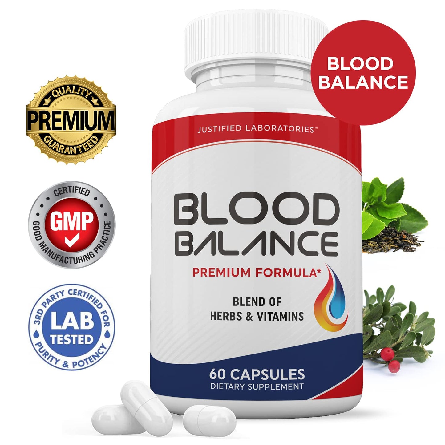 Justified Laboratories (2 Pack Blood Balance Advanced Formula 620MG Formula Supplement Pills 120 Capsules Justified LaboratoriesBuy Supplements Australia