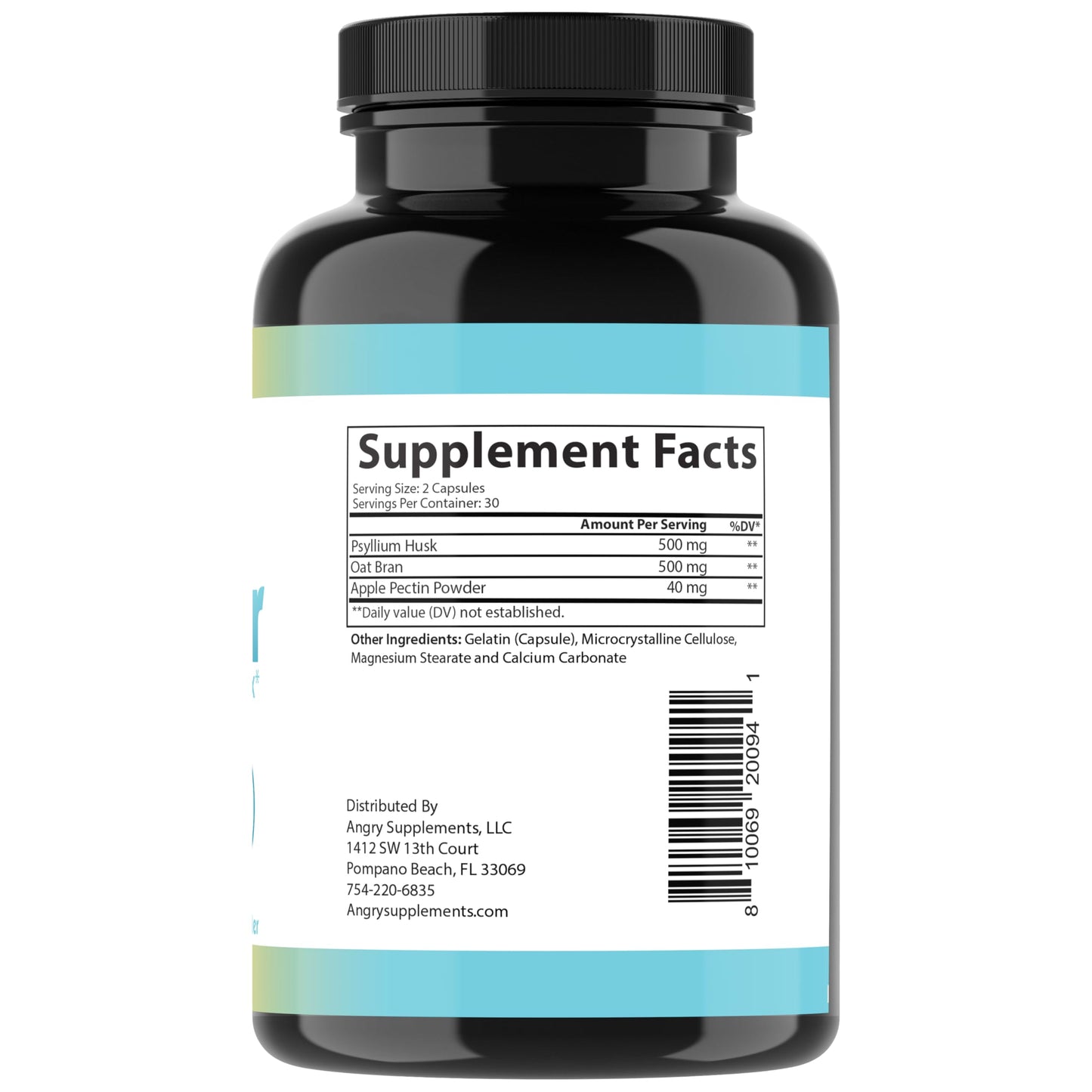 Angry Supplements Tri-Fiber Digestive Health Complex – Psyllium Husk, Oat Bran & Apple Pectin – Prebiotic Fiber for Gut Health & Regularity – 60 Capsules (2-Bottles)