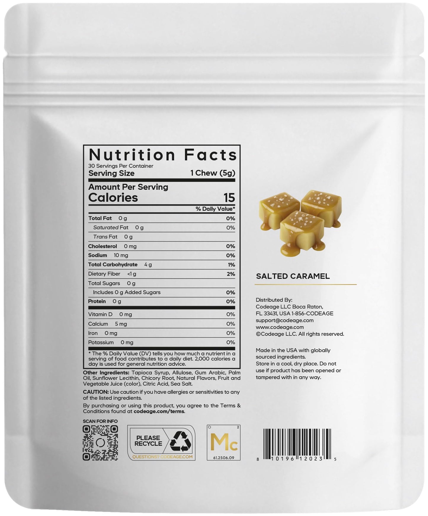 Codeage Miracle Candy Sugar-Free Candies, Salted Caramel Flavor Soft Chews – Allulose, Prebiotic Fiber – Low-Calorie Wonderchews – 0g Sugar Soft Chews - 30 Count CodeageBuy Supplements Australia