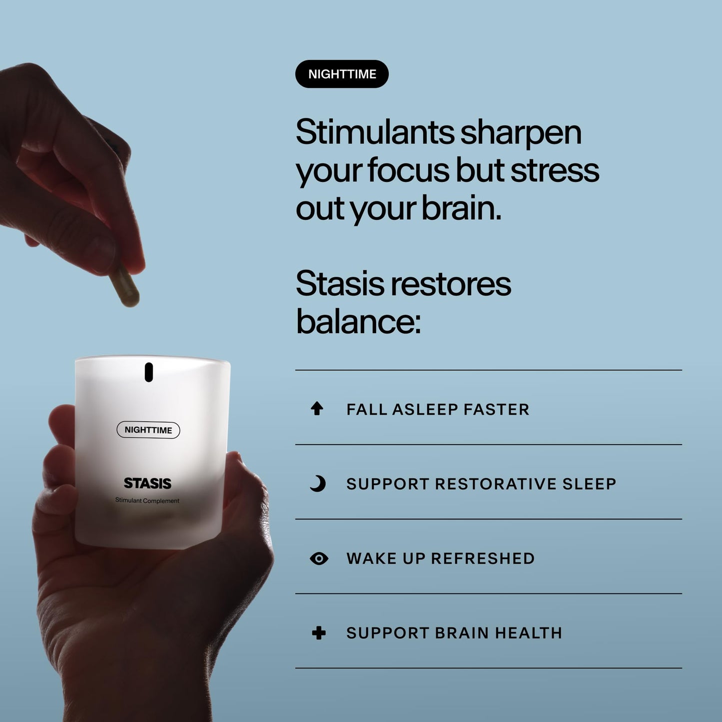 STASIS Nighttime Supplement for Men & Women with Magnesium, Melatonin, Zinc & Botanical Extracts, Evening Routine Support Capsules for Bedtime Use, Vegan, Non GMO, 25 Servings, 1 Month Supply STASIS buy supplements Au