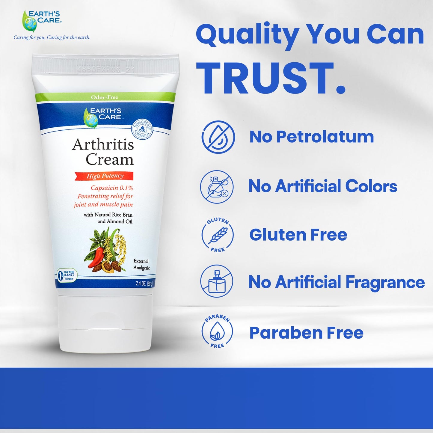 Earth's Care Arthritis Cream - Joint Cream with Natural Capsaicin - Topical Analgesic 2.4 OZ (Pack of 2) Earth's CareBuy Supplements Australia