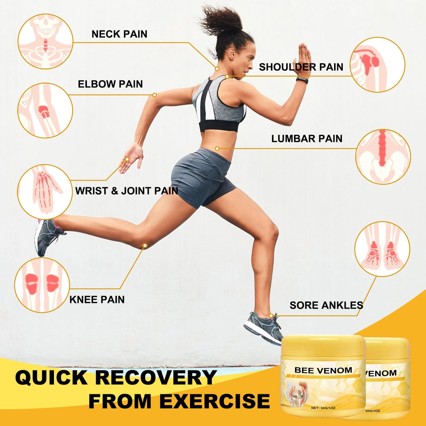 Botou 2PCS New Bee Venom Professional Joint Cream, for Neck, Waist, Back, Hands, Feet and Legs Advanced Bee Propolis Joint Cream, yellow BotouBuy Supplements Australia