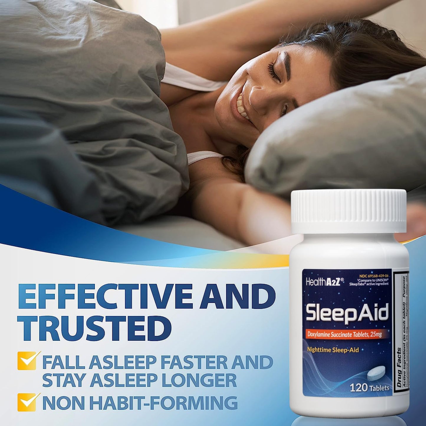 HealthA2Z® Nighttime Sleep-Aid, Doxylamine Succinate Tablets 25mg, 120 Counts (Pack of 1), Safe & Effective HealthA2Z buy supplements Au