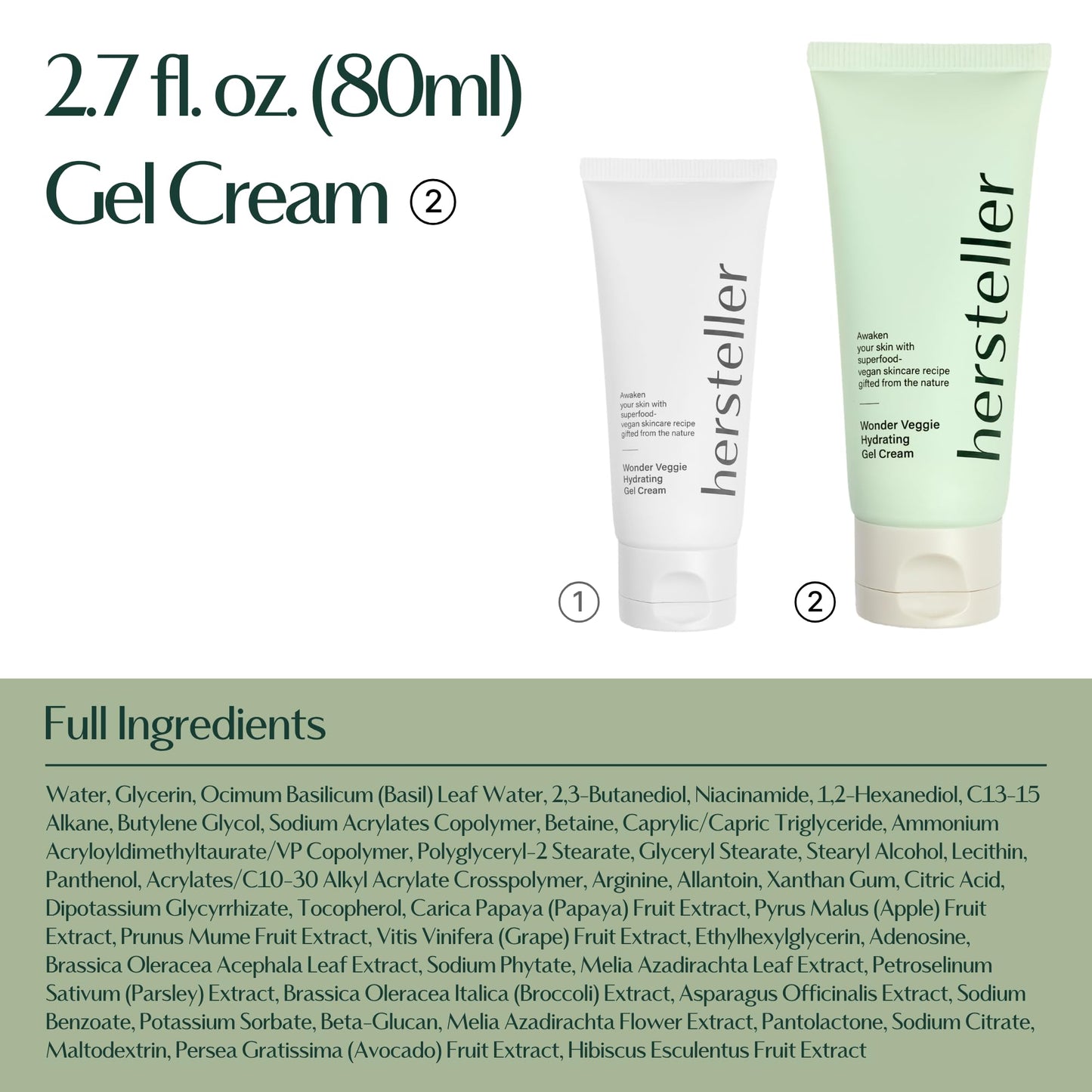 Hersteller Wonder Veggie Hydrating Gel Cream, Vegan K-Beauty Face Moisturizer with 72% Kale Extract, Lightweight Non-Sticky 24H Hydration for Sensitive Skin, Value Size, 2.7 fl oz / 80ml Hersteller buy supplements Au