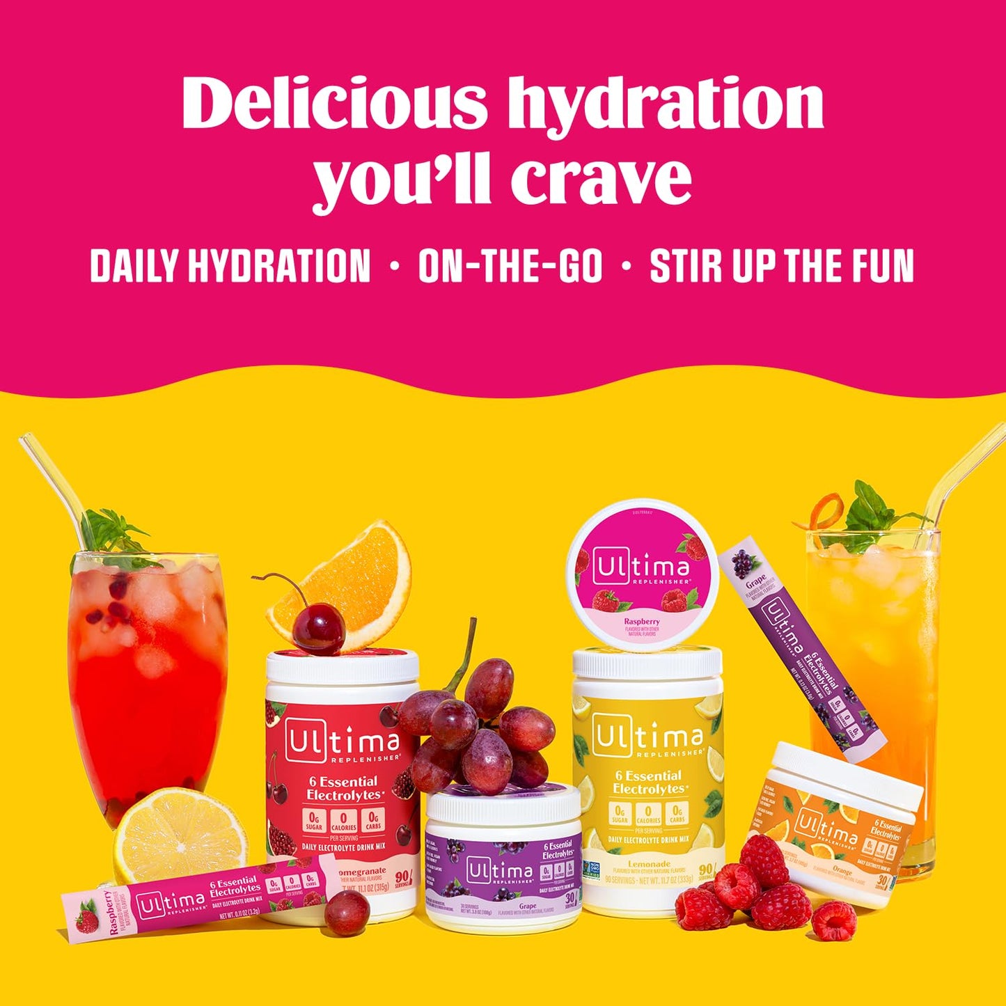 Ultima Replenisher Daily Electrolyte Powder Drink Mix – Pink Lemonade, 30 Servings Canister – Zero Sugar Hydration Powder with 6 Electrolytes & Minerals