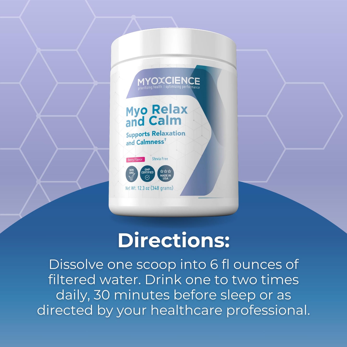 MYOXCIENCE Myo Relax & Calm | Myo-Inositol, L-Theanine, Taurine, Magnesium & GABA | Supports Sleep, Neurotransmitter & Hormone Support (Berry Flavor) (60 Servings) MYOXCIENCE buy supplements Au