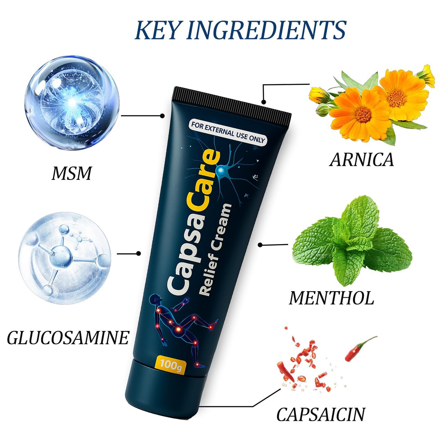 CapsaCare Neuropathy Relief Cream - with Capsaicin & Arnica, Menthol for Muscle & Joint Comfort, Fast Absorbing Formula for Feet, Hands, Legs, and Waist (2Pcs) MCArthurBuy Supplements Australia