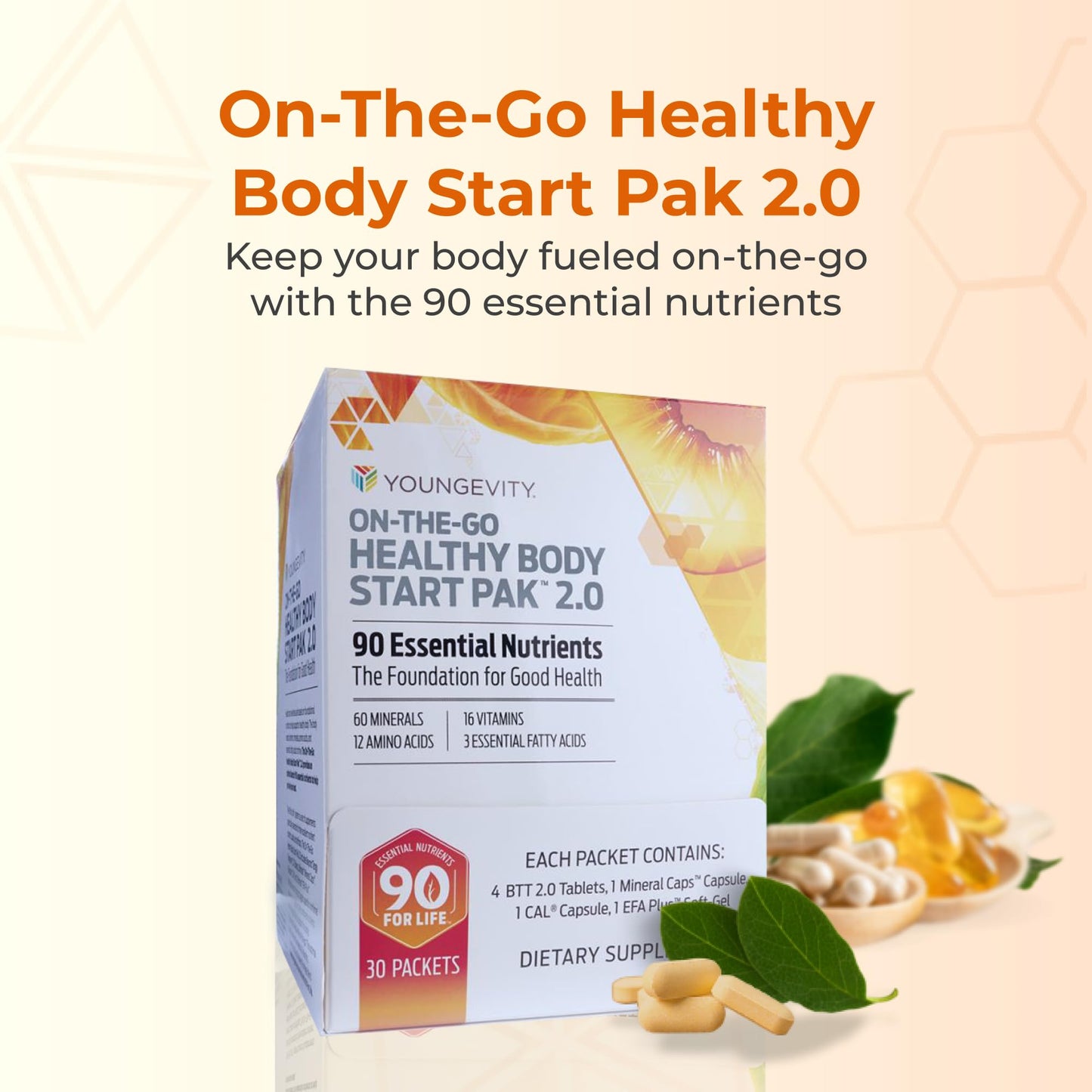 Youngevity On-The-Go Healthy Body Start Pak 2.0 - Includes Multi-Vitamins, Minerals, EFAs, & Amino Acids | 90 Essential Nutrients | 30-Day Supply YoungevityBuy Supplements Australia