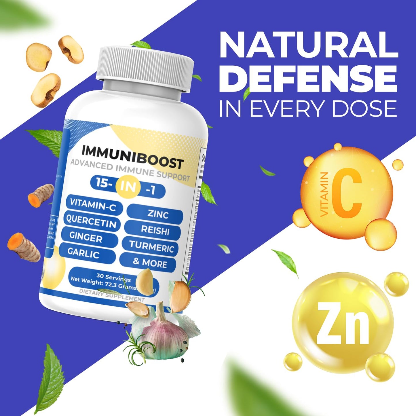 15 in 1 Immune Support Supplement 120 Capsules with Powerful Blend of Turmeric, Ginger, Vitamin C and Zinc Immune Booster for Adults ImmuniBoostBuy Supplements Australia