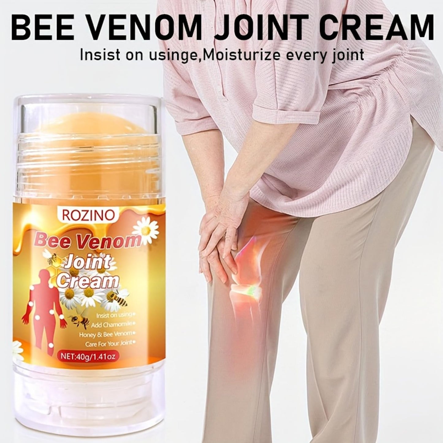 Bee Venom Joint Cream – Advanced Joint Support Cream with Honey & Chamomile, Soothing Formula for Aches & Stiffness in Knees, Hands, Back, Natural Relief Cream for Daily Joint Care (Bee venom) GenericBuy Supplements Australia
