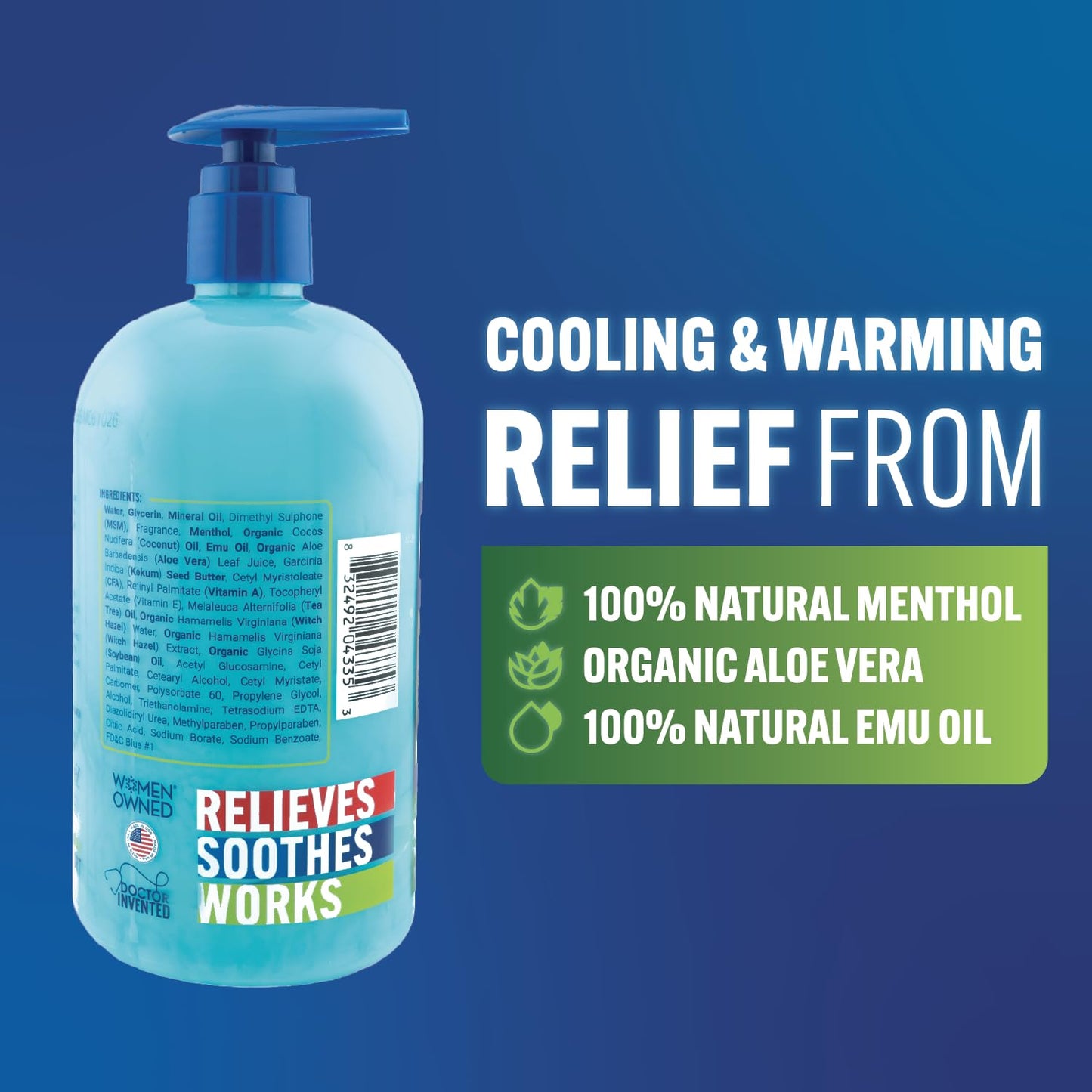 Blue Stop Max Massage Gel for Body Aches, 16 oz Pump Bottle; 3 in 1 Product Relieves Body Aches, Supports Joints and Nourishes The Skin Blue Stop MaxBuy Supplements Australia