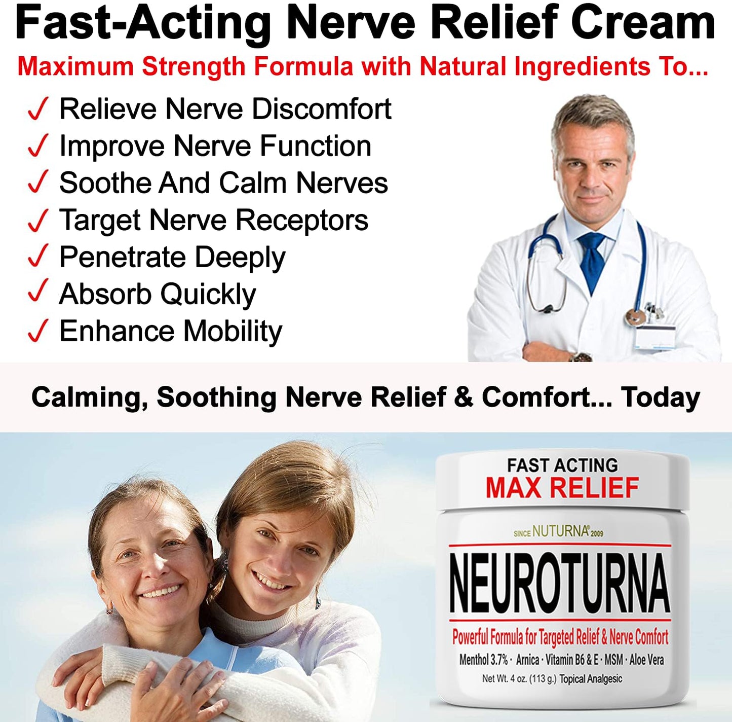 Neuropathy Nerve Cream - Fast Acting for Feet Hands Legs Toes - Ultra Strength Menthol, Arnica, Aloe Vera, MSM, Natural Soothing Nerve Comfort - Extra Large 8 oz NuturnaBuy Supplements Australia