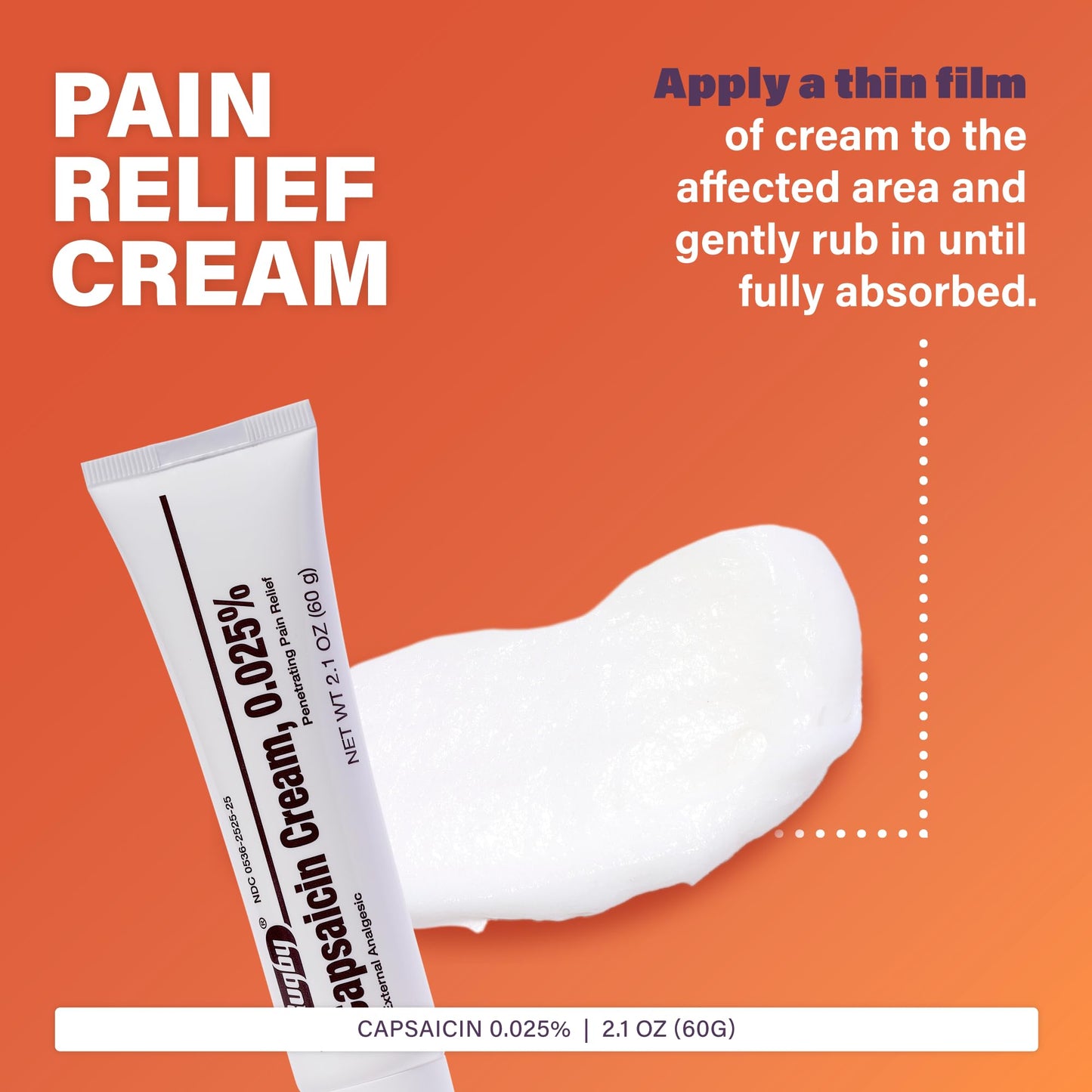 Rugby Capsaicin 0.025% Cream for Penetrating Pain Relief - 2.1 Oz (60g) (3 Pack) RUGBY LABORATORIESBuy Supplements Australia