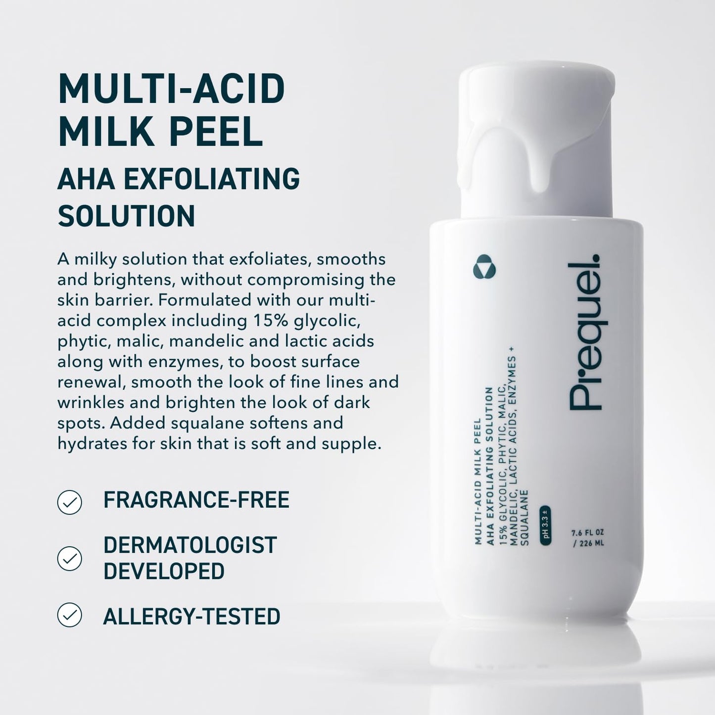 Prequel Skin Multi-Acid Milk Peel, Professional Exfoliating Solution. 15% Glycolic Acid Face Peel with Lactic Acid and Enzymes