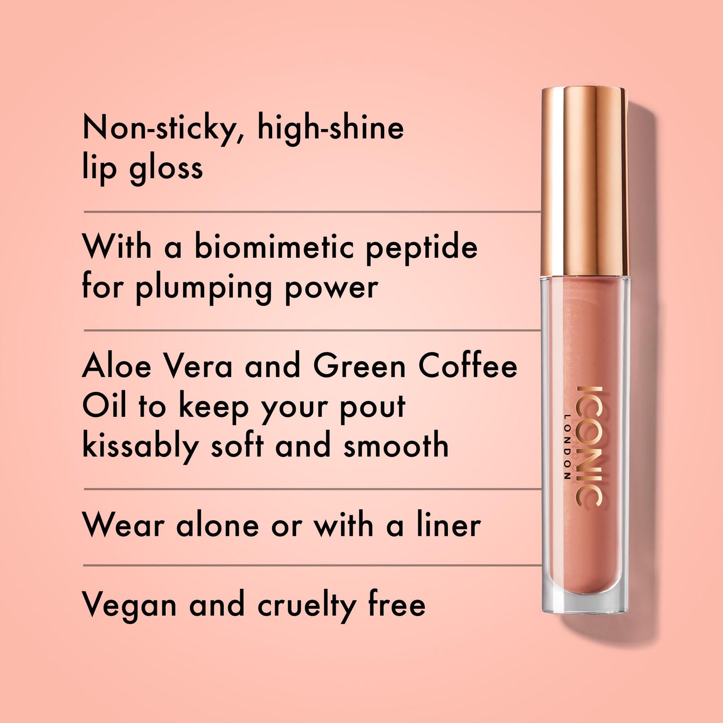 ICONIC LONDON Lip Pumping Gloss | High-Shine, Non Sticky, Lip Gloss infused with Biomimetic Peptide for Voluminous Looking Lips, Cruelty Free, Vegan Makeup, 0.16 Fl oz ICONIC LONDON buy supplements Au