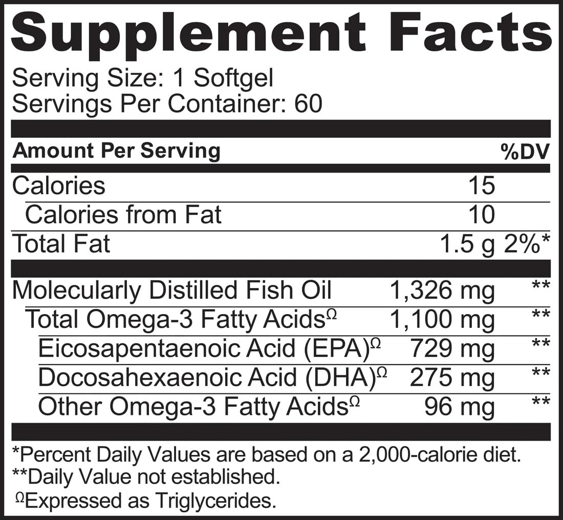 NATURELO Burpless Omega 3 Fish Oil Supplement - 1100mg Triglyceride Omega-3, EPA + DHA, Liquid Fish Oil for Heart, Eye, Brain, Joint Health