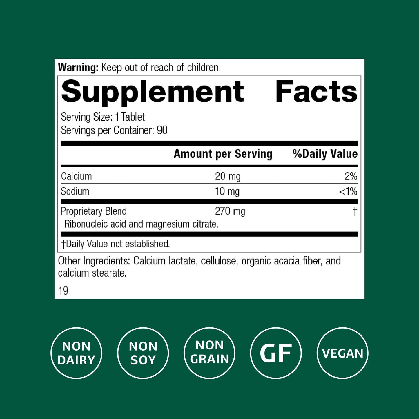 Standard Process Ribonucleic Acid RNA - Cell Development Support - Aids Protein Synthesis - Vegan, Gluten-Free, Non-Soy, & Non-Grain - 90 Tablets (90 Servings) Standard Process Inc.Buy Supplements Australia