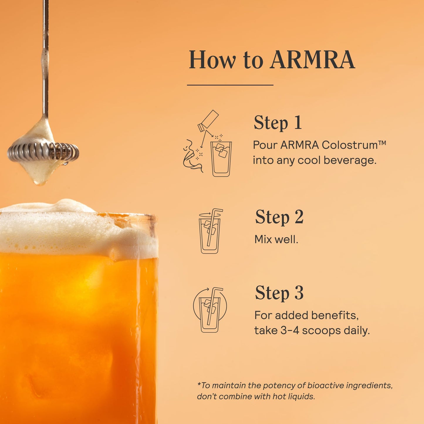 ARMRA Colostrum™ Powder | Blood Orange | Gut Health & Bloating | Skin & Hair | Immunity | Keto, Gluten & Fat-Free | 30 Servings