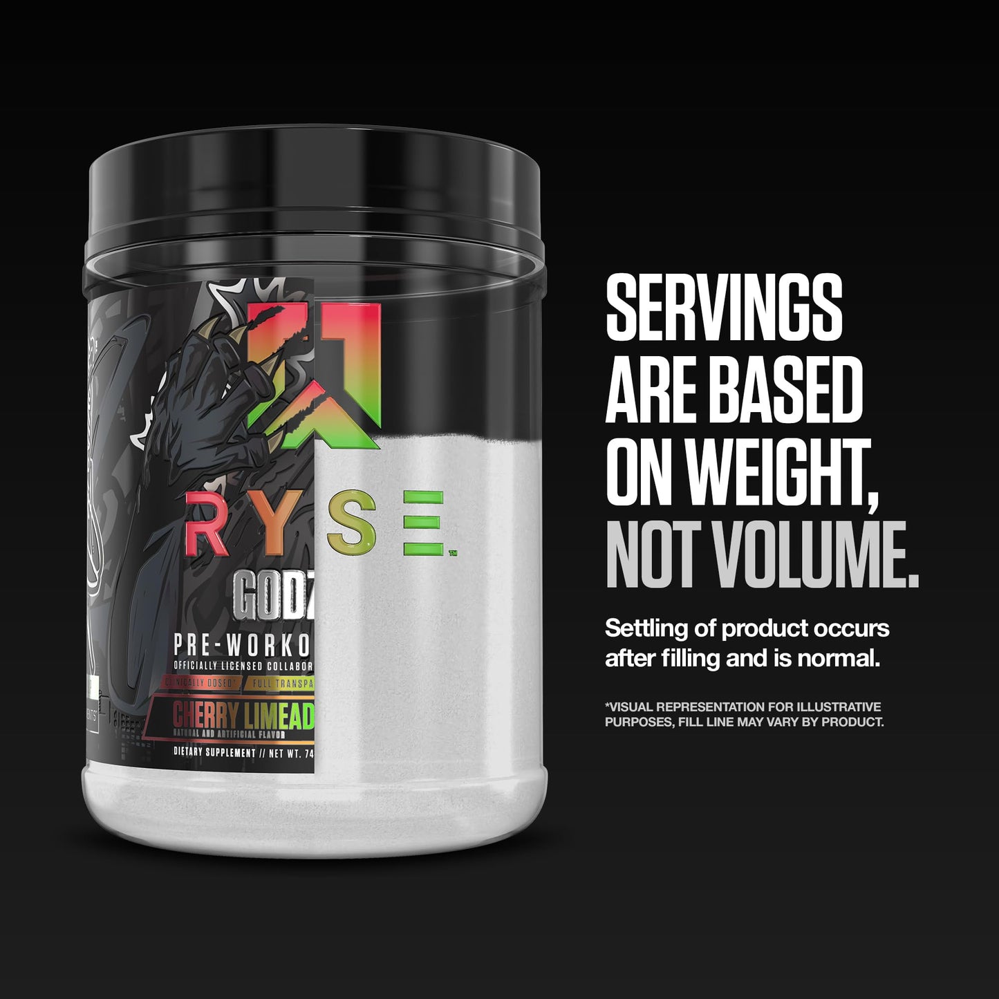 RYSE Godzilla X Noel Deyzel Pre Workout Powder - Monsterberry Lime - 400mg Caffeine, High Stim Pre-Workout for Men & Women with Citrulline & Beta Alanine - Energy, Pump & Focus - 20/40 Servings