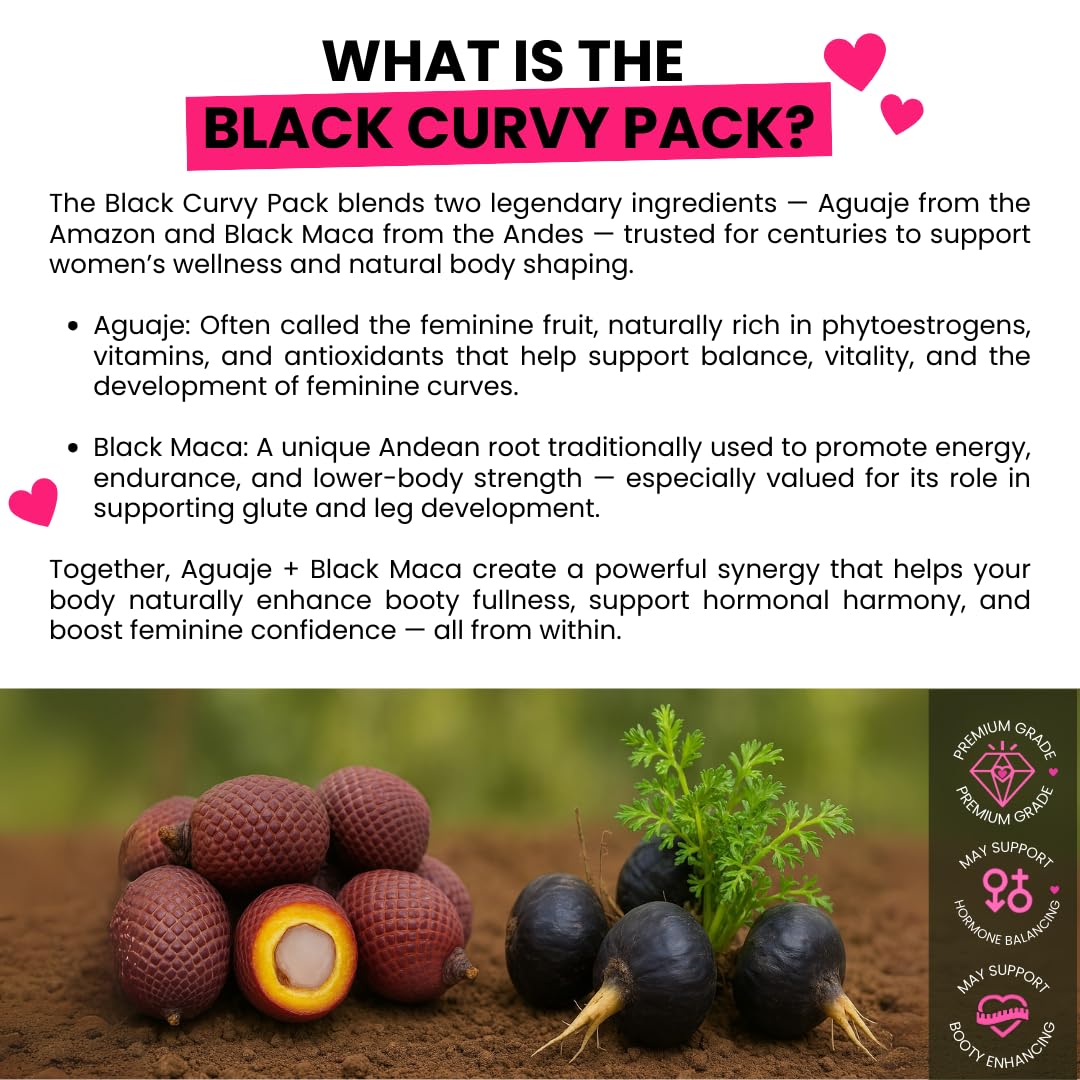 Maximum Booty Growth – Aguaje + Black Maca Pills for Women – Glute Volume Enhancer - Black Curvy Pack Curvy FruitBuy Supplements Australia