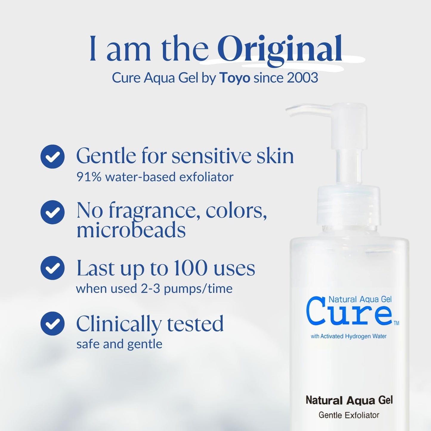 Cure by Toyo | Aqua Gel Gentle Exfoliator | Clear and Softer Skin | Non-Abrasive Face and Body Cleanser | Sensitive Skin | Big Size 8.82oz NATURAL AQUA GEL CURE buy supplements Au
