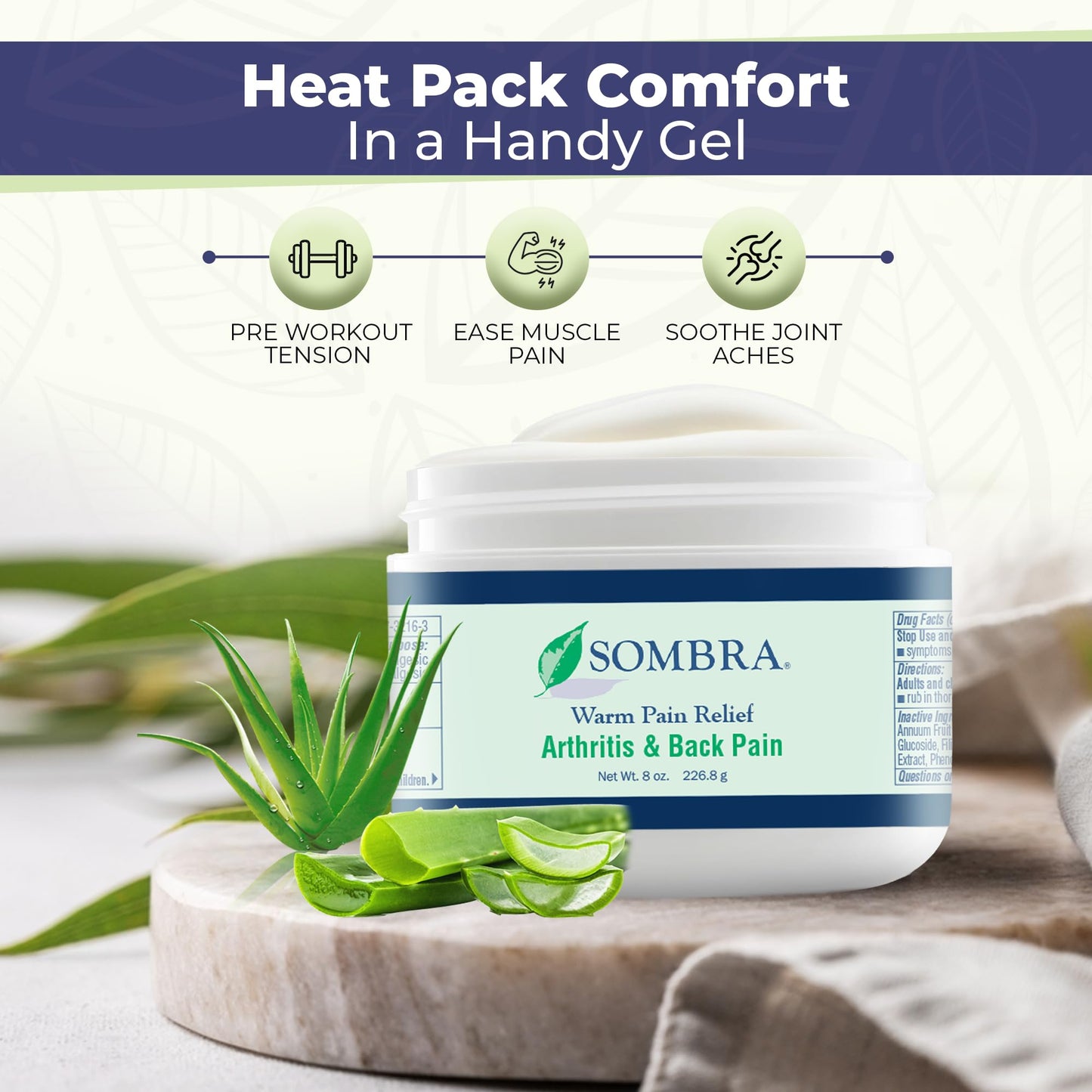 Sombra Warm Pain Relief Gel, Warm Relief for Arthritis and Chronic Pain Pre-Workout Muscle Rub Vegan Formula Free of Artificial Fragrances, Dyes, NSAIDs, Wax, Petroleum, Alcohol - 8oz (2 Pack) SombraBuy Supplements Australia