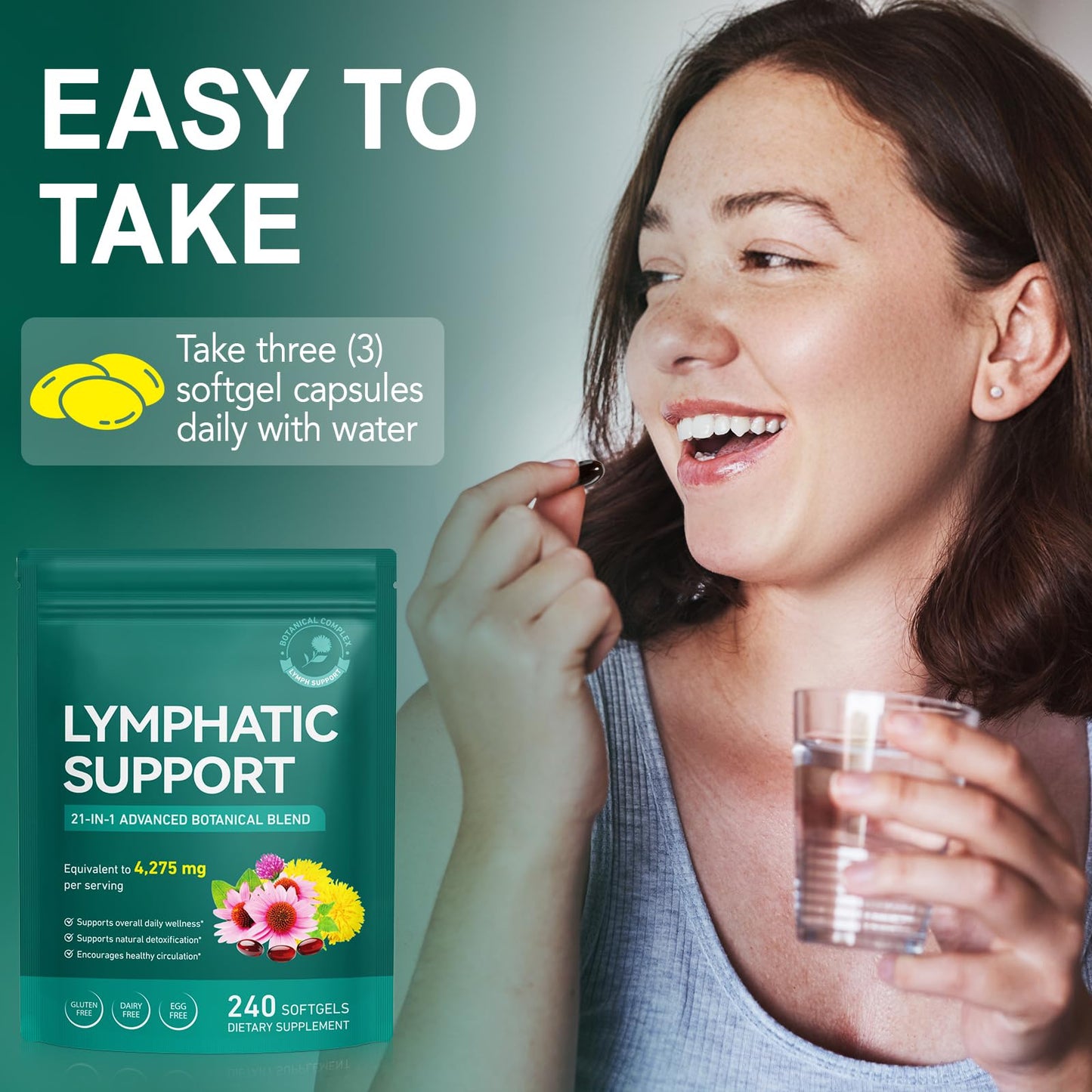 Lymphatic Drainage Supplements, Lymphatic Support Softgels for Immune Health, Plant-Based Formula with Echinacea, Burdock Root, Elderberry, Bromelain, Turmeric, 240 Softgels UXENPHXF buy supplements Au