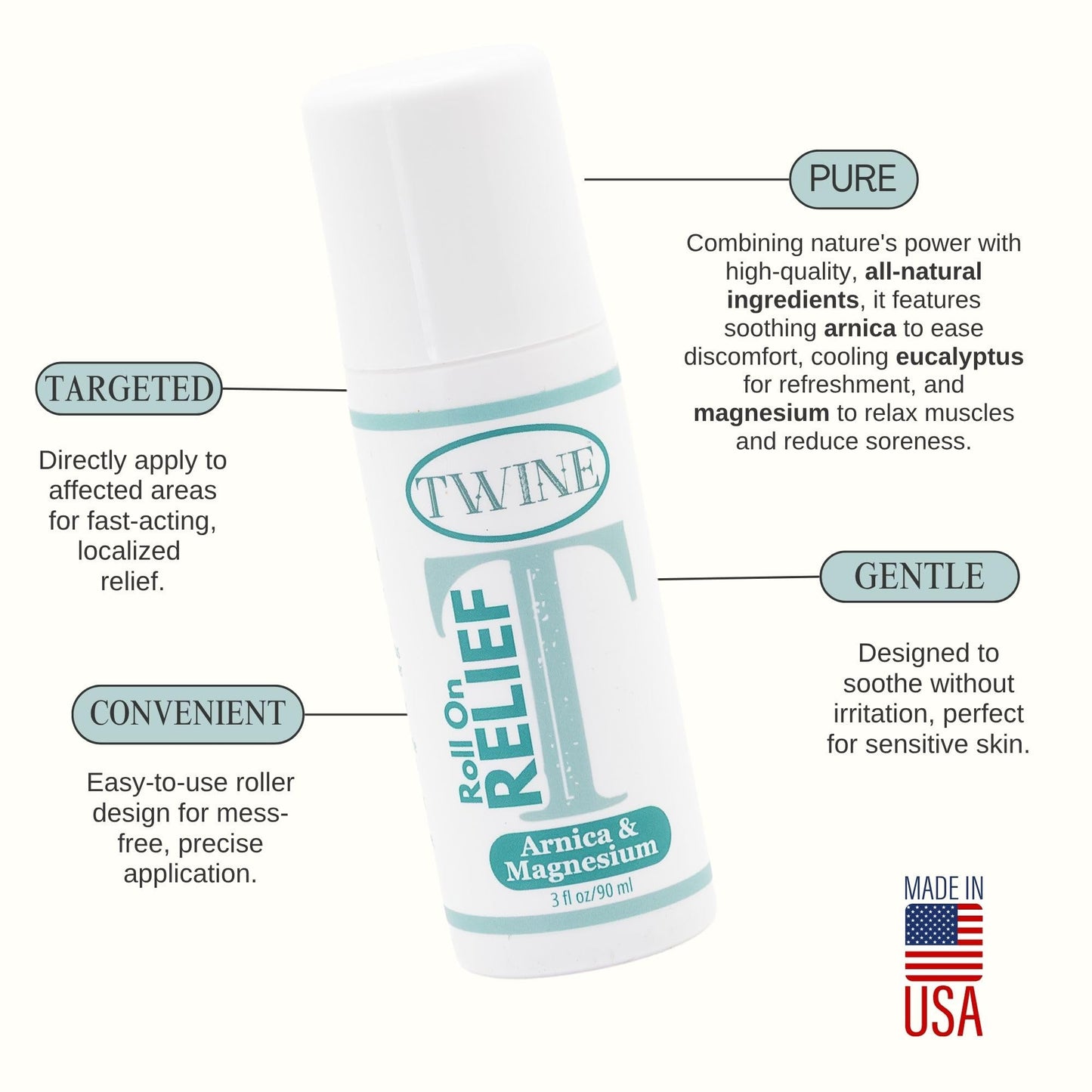 TWINE All-Natural Muscle Relief Roller with Arnica, Camphor & Eucalyptus – 90ml TWINEBuy Supplements Australia